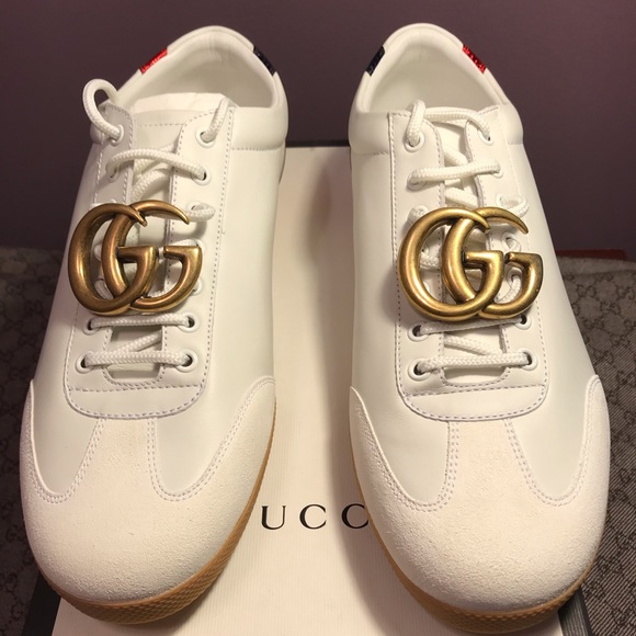 Gucci Other - SOLD! New Gucci White Gold Low Top Double G Shoes